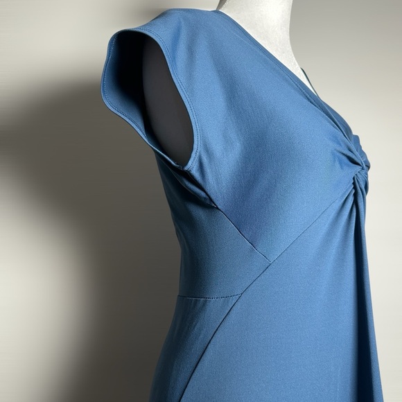 Patagonia Bandha Dress Womens Medium Blue Front Twist Fit & Flare Jersey Stretch - Picture 5 of 11
